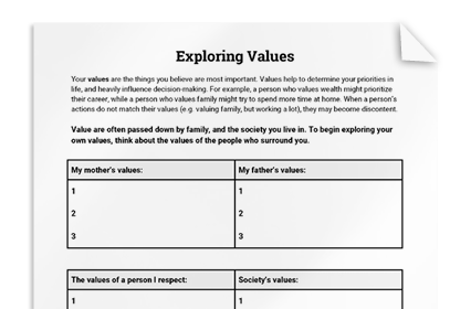 Exploring Values
